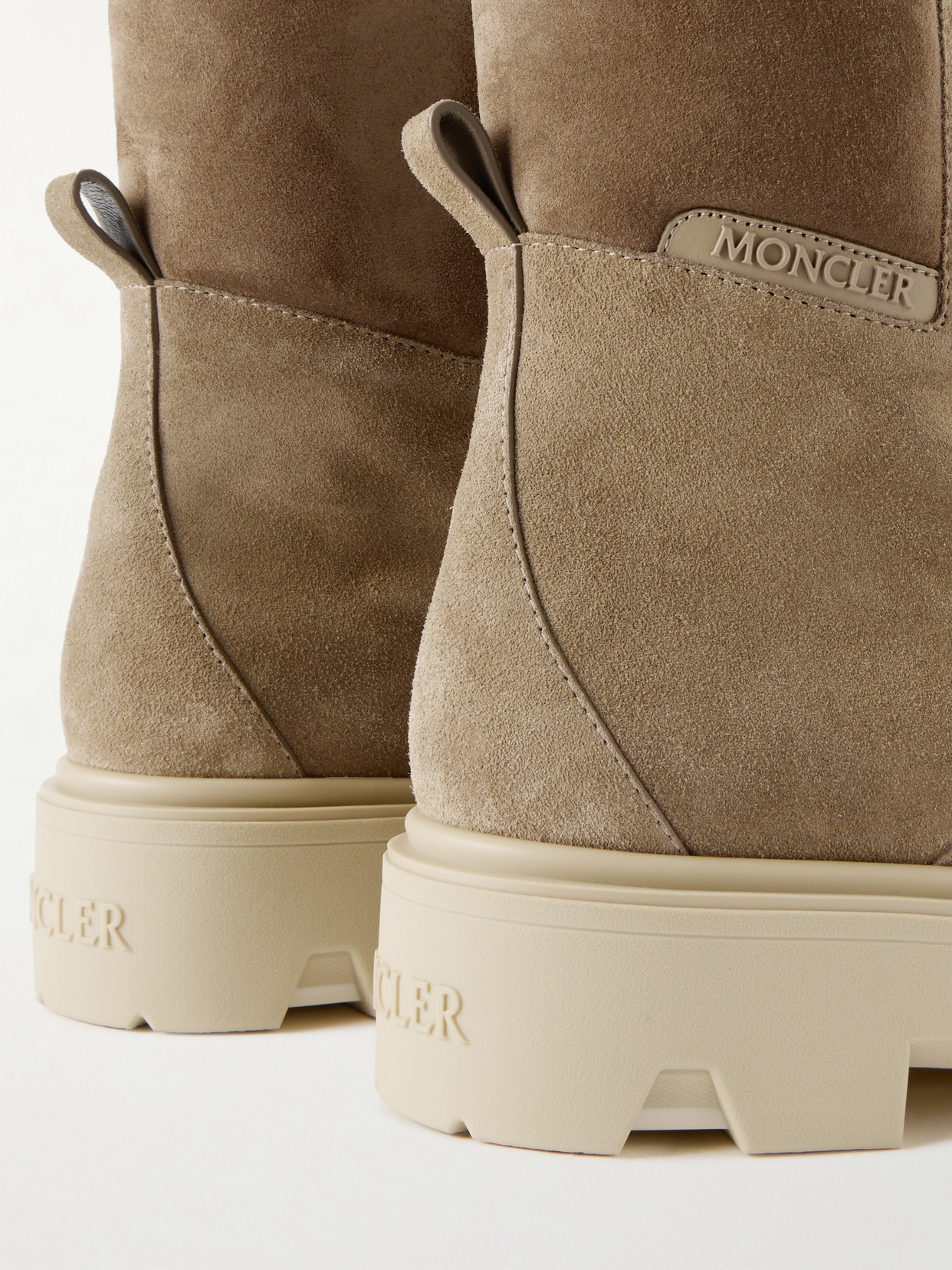 Moncler Logo Patch Lace-up Boots In Brown