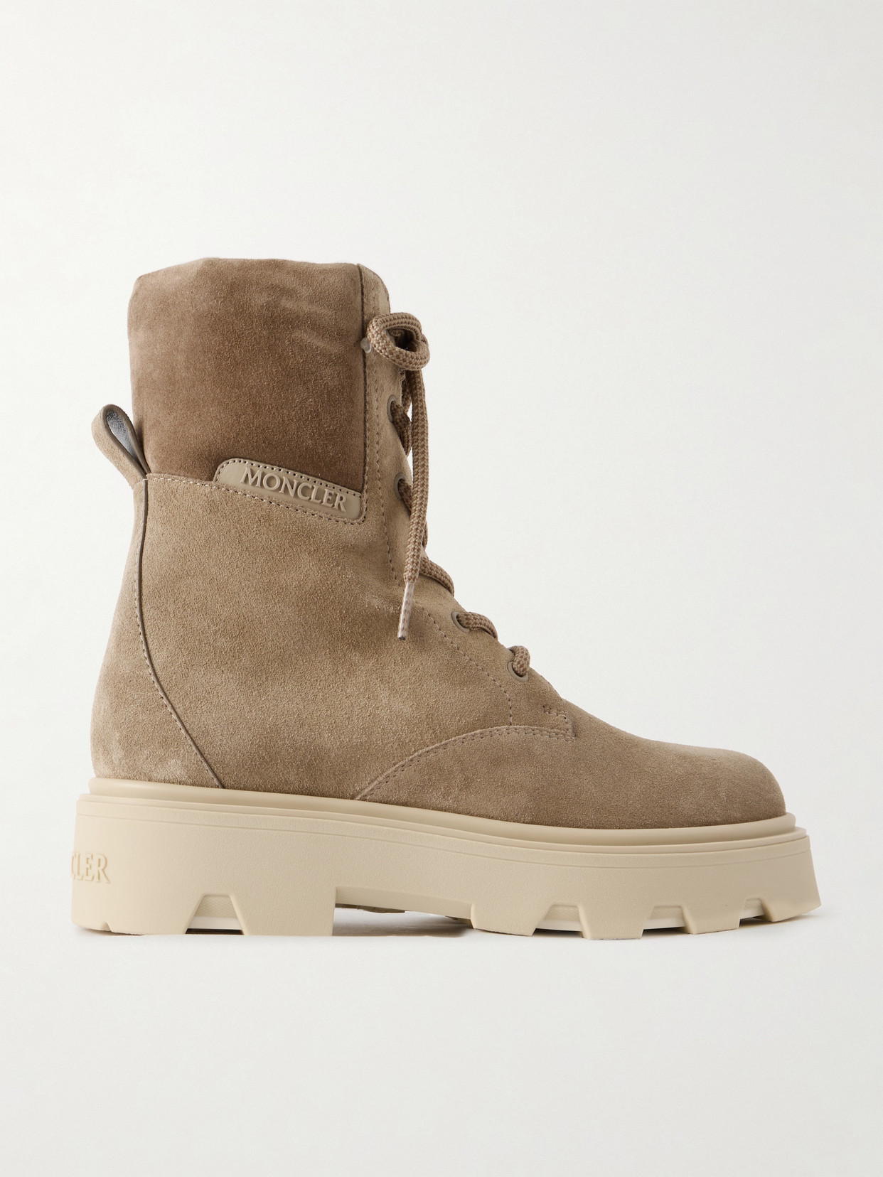 Moncler Aurea Paneled Suede Ankle Boots In Brown