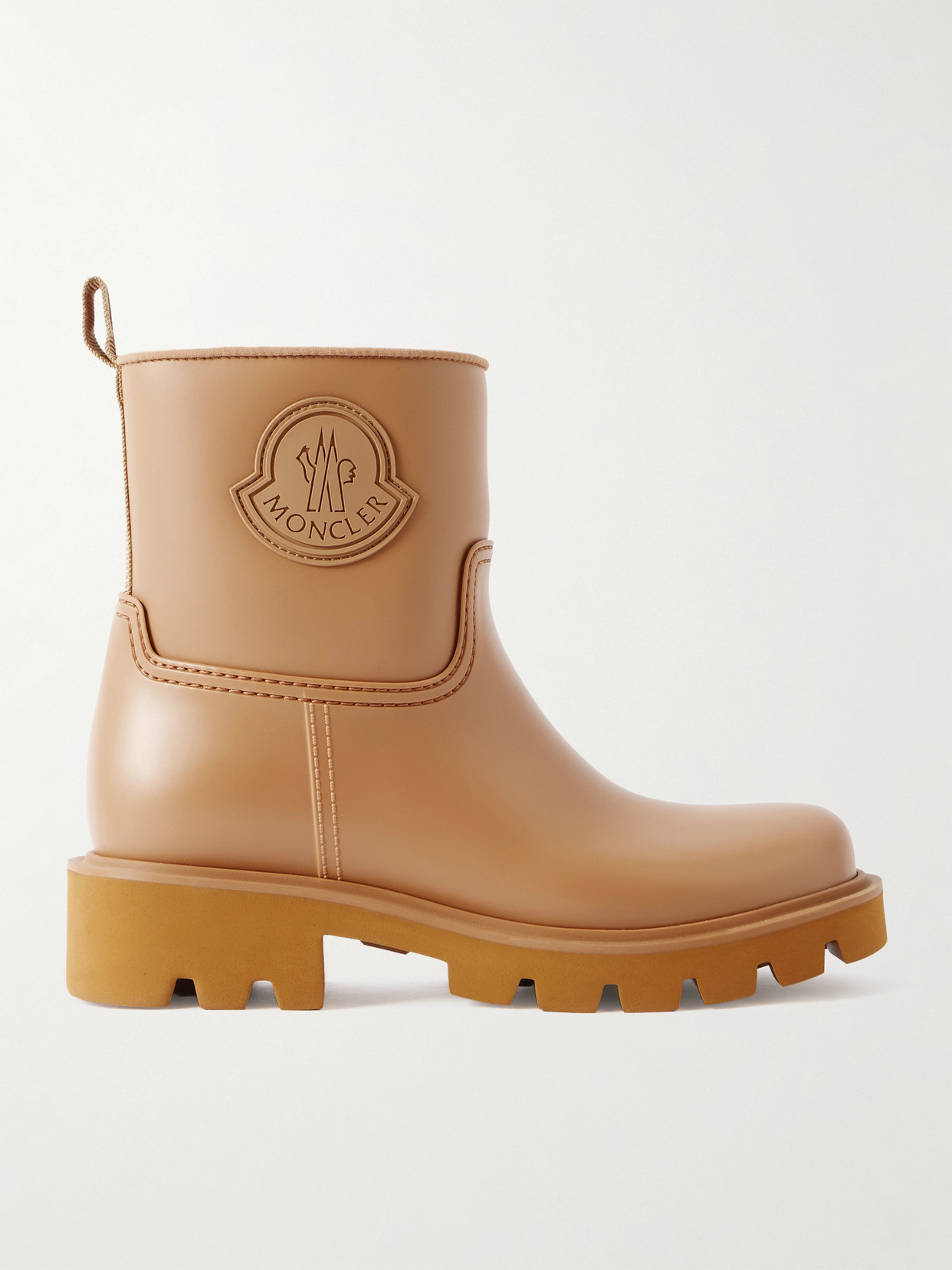 Moncler Kickstream Leather And Shell Ankle Boots In Brown