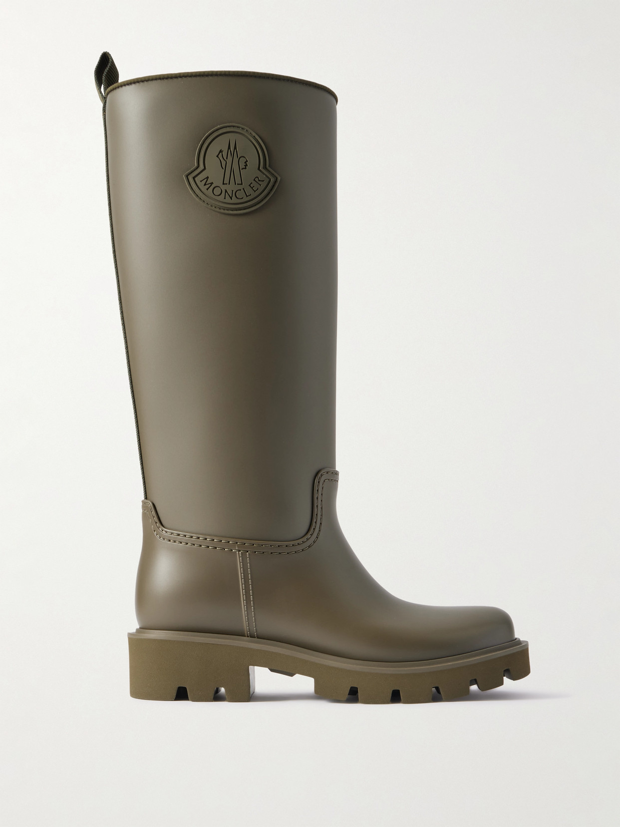 Moncler Kickstream Pvc And Shell Knee Boots In Gray