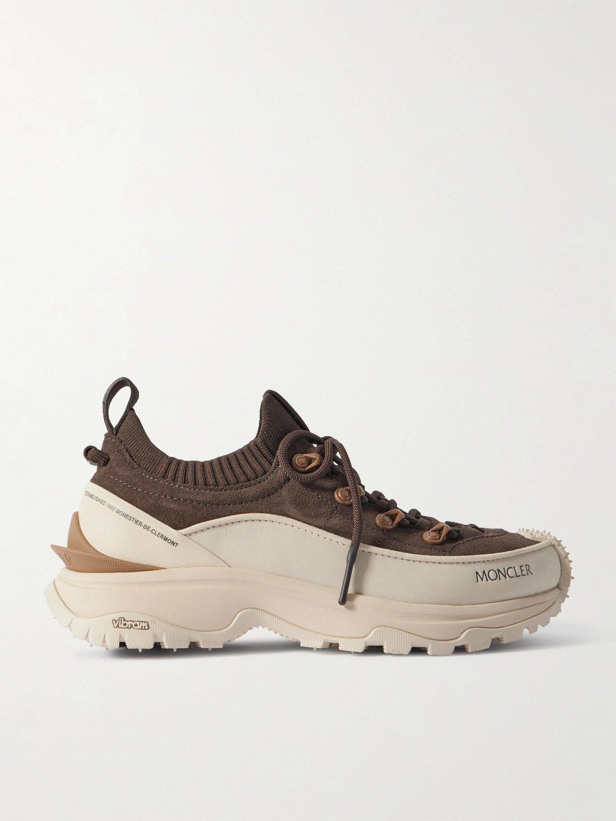 Moncler Trailgrip Lite3 Rubber-trimmed Suede Sneakers In Multi