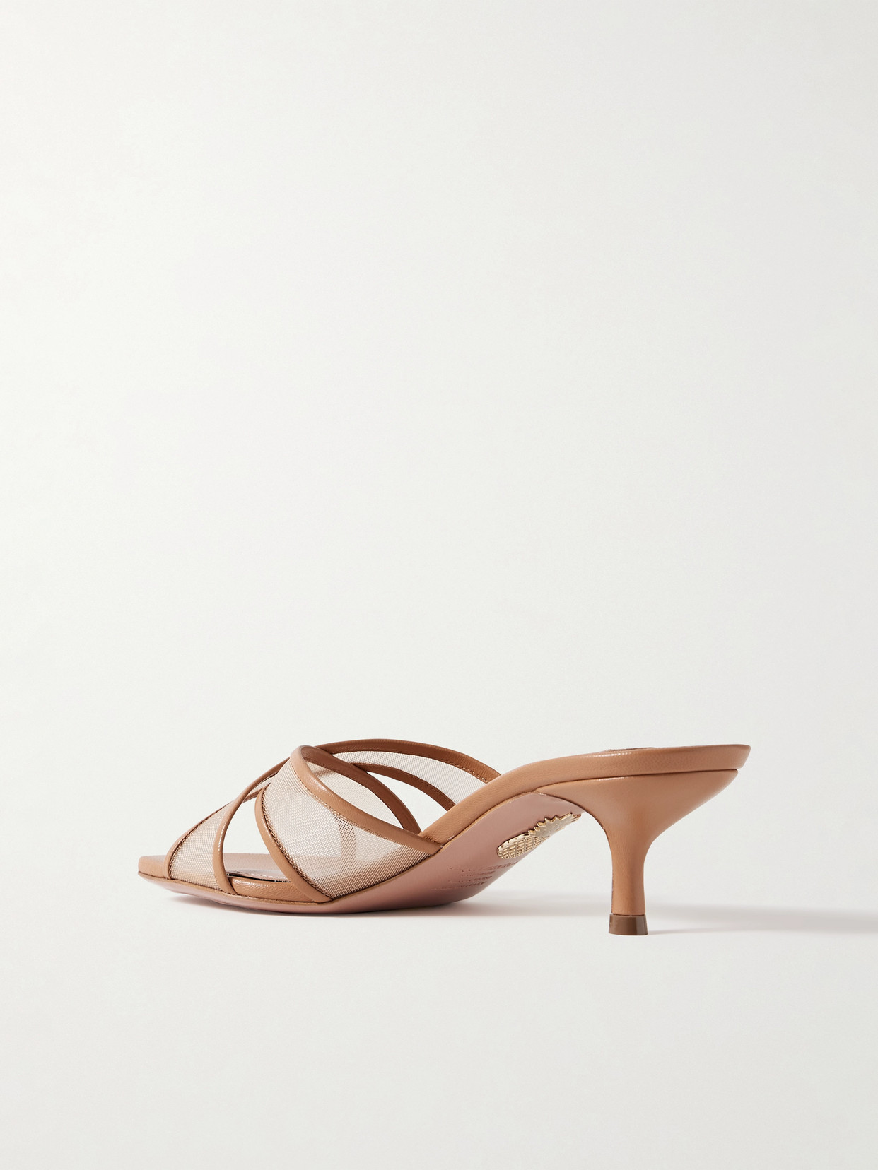 Aquazzura Divine 50 Leather-trimmed Tulle Mules
