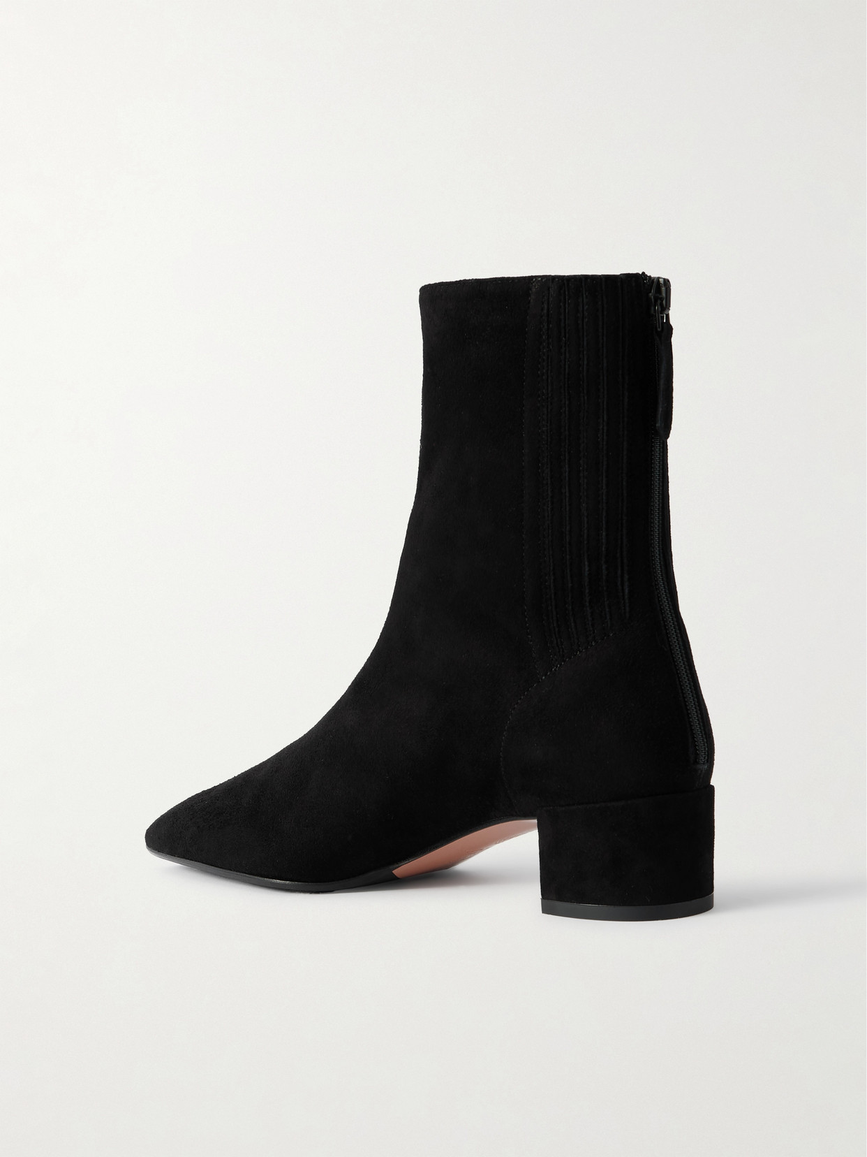 Aquazzura Pointed Toe Suede Ankle Boots With Block Heel In Black