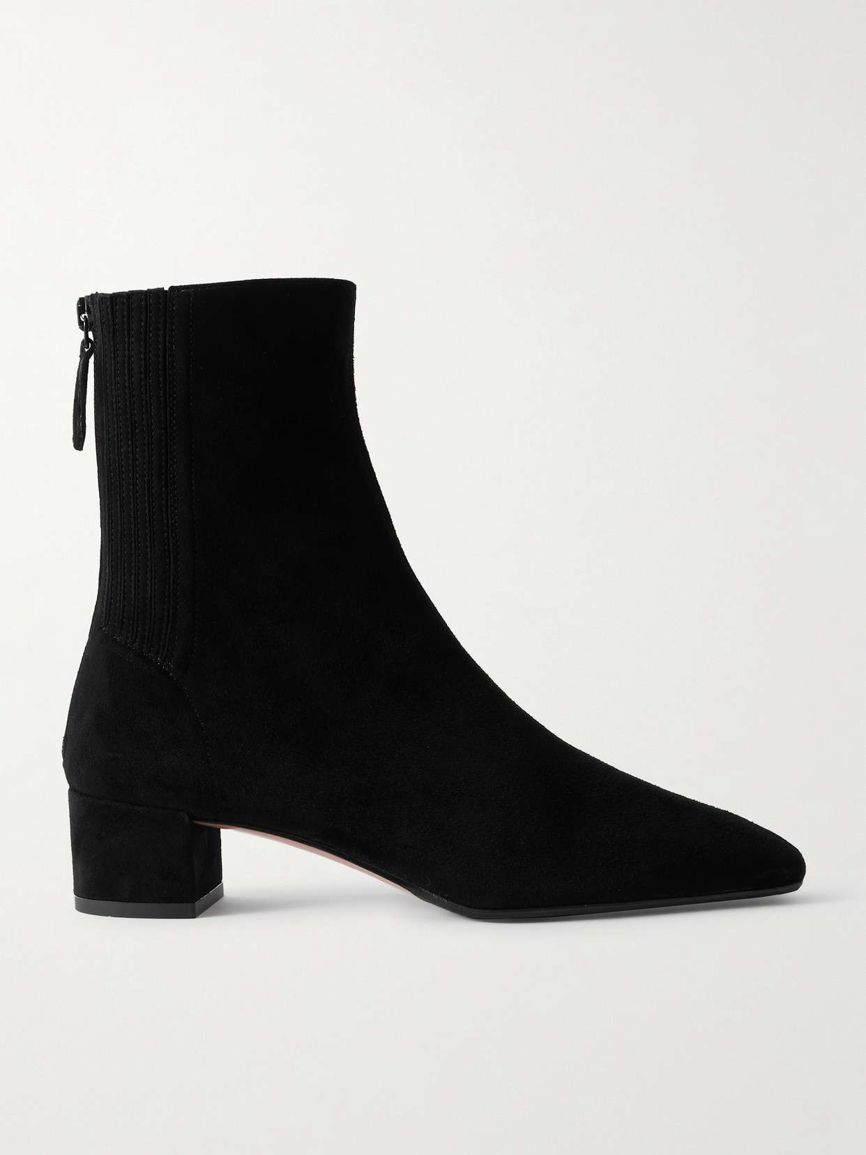 Aquazzura Pointed Toe Suede Ankle Boots With Block Heel In Black
