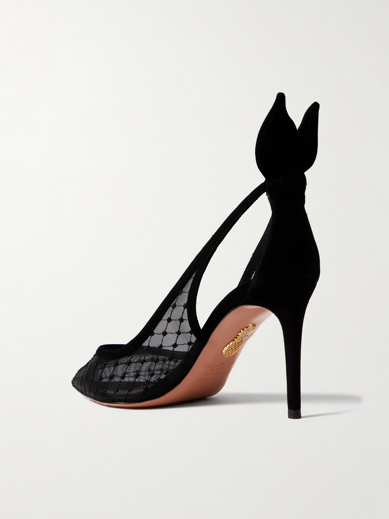 Aquazzura Transparent Mesh Pointed Toe Pumps With Bow