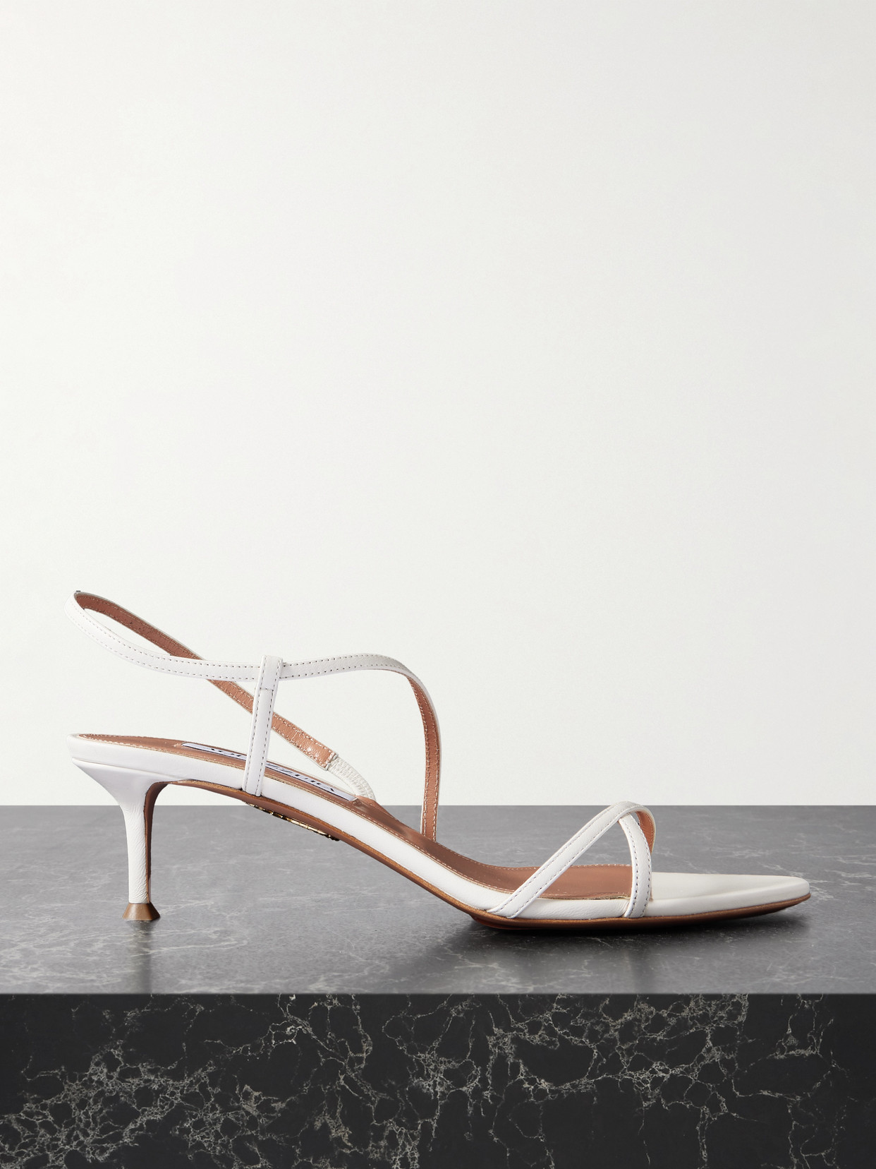 Aquazzura Tease 50 Leather Sandals In White