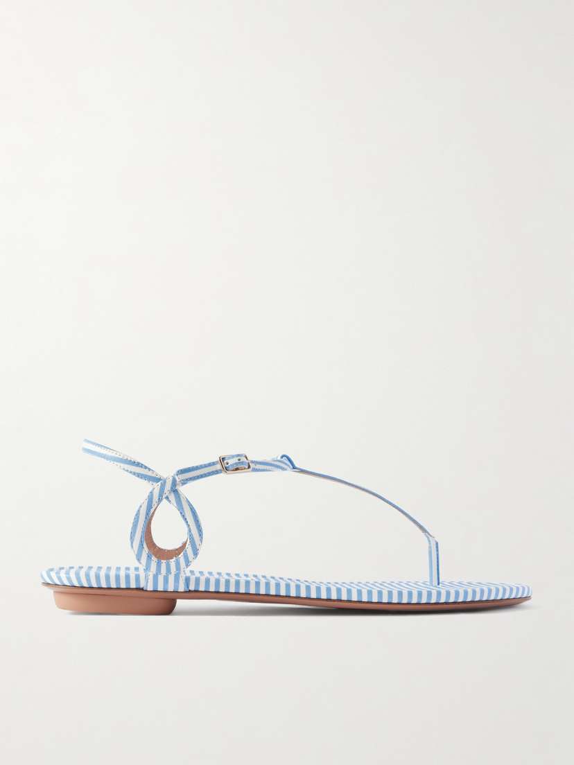 Aquazzura Almost Bare Striped Leather Sandals