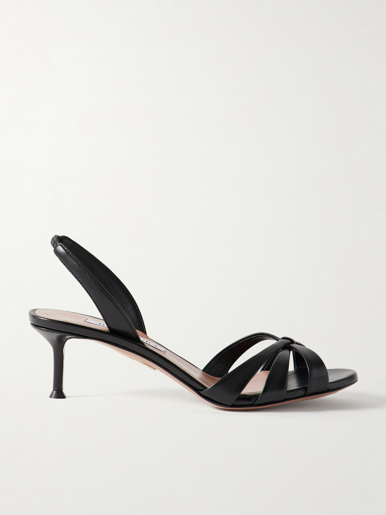 Aquazzura Tati 50 Leather Slingback Sandals In Black