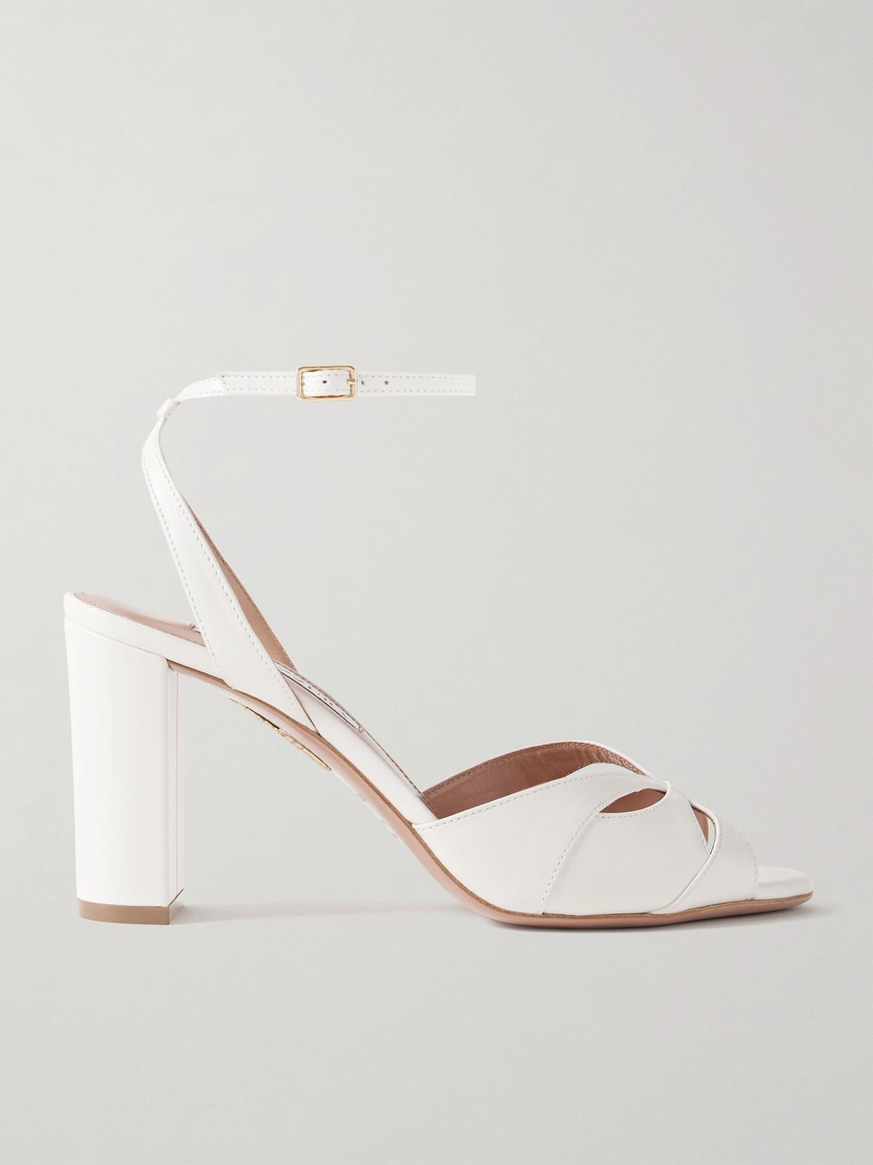 Aquazzura Moves 85 Leather Sandals In White