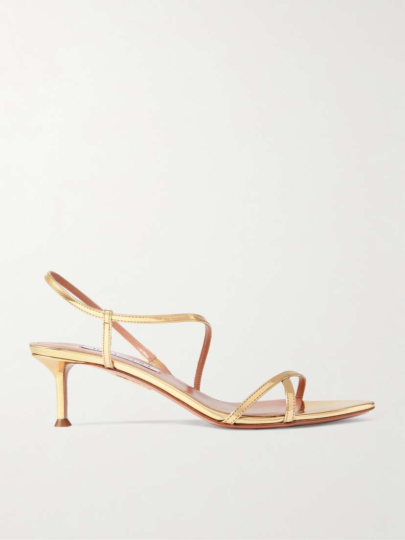Aquazzura Tease 50 Metallic Leather Sandals