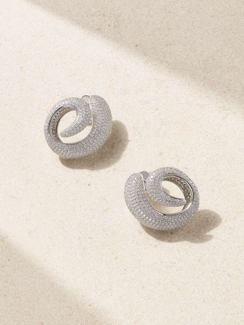 Maison H Jewels 18-karat White Gold Diamond Earrings