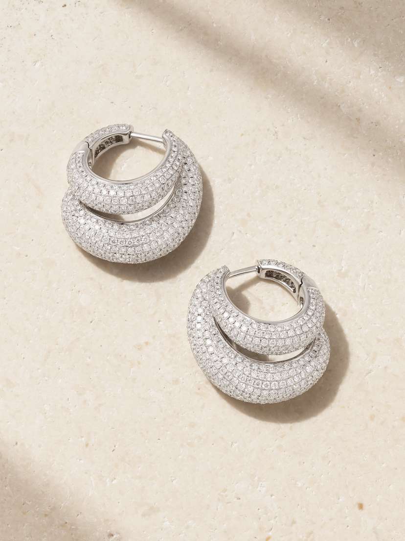 Maison H Jewels 18-karat White Gold Diamond Hoop Earrings