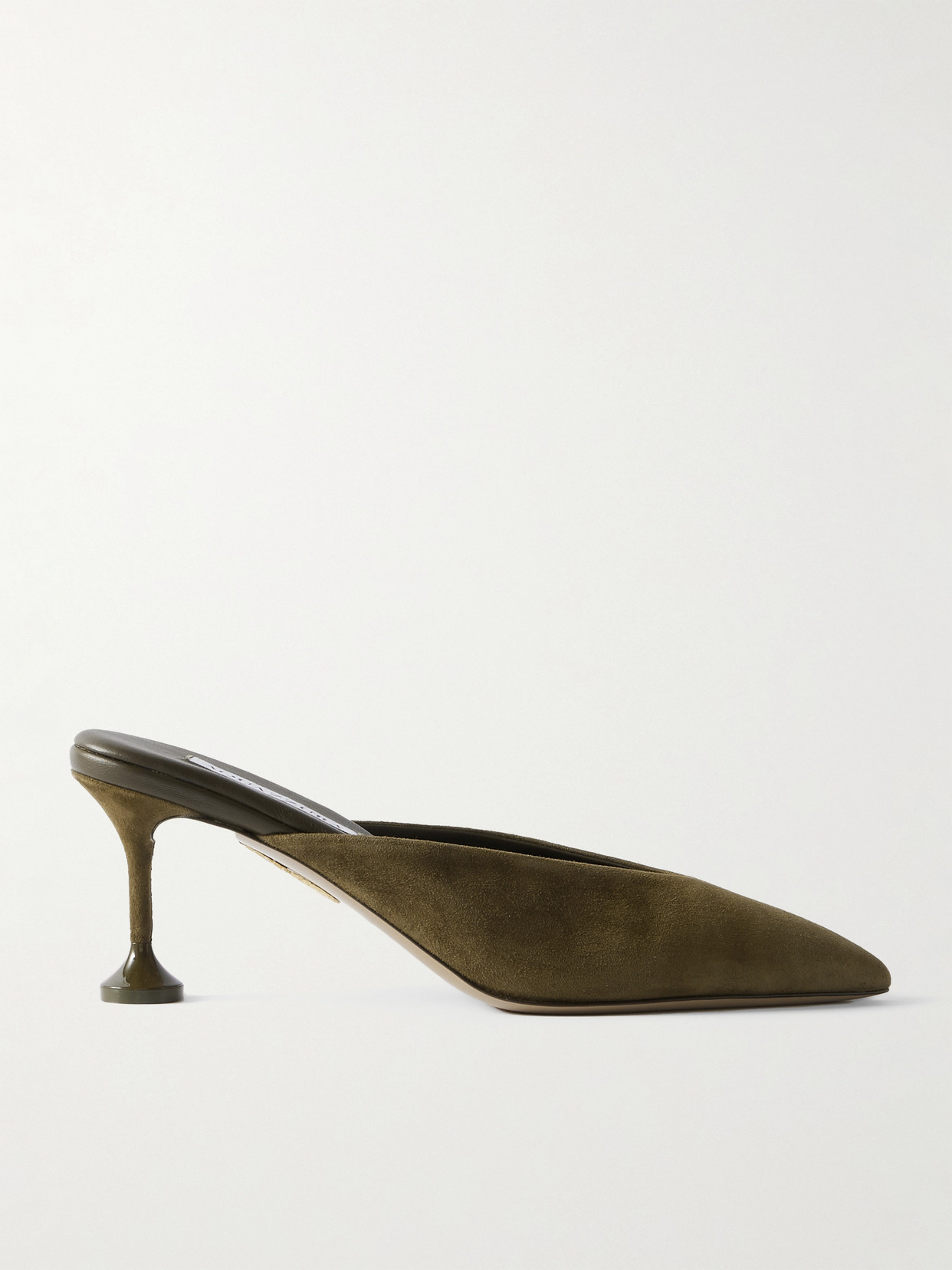 Aquazzura Bisous 85 Suede Mules In Green