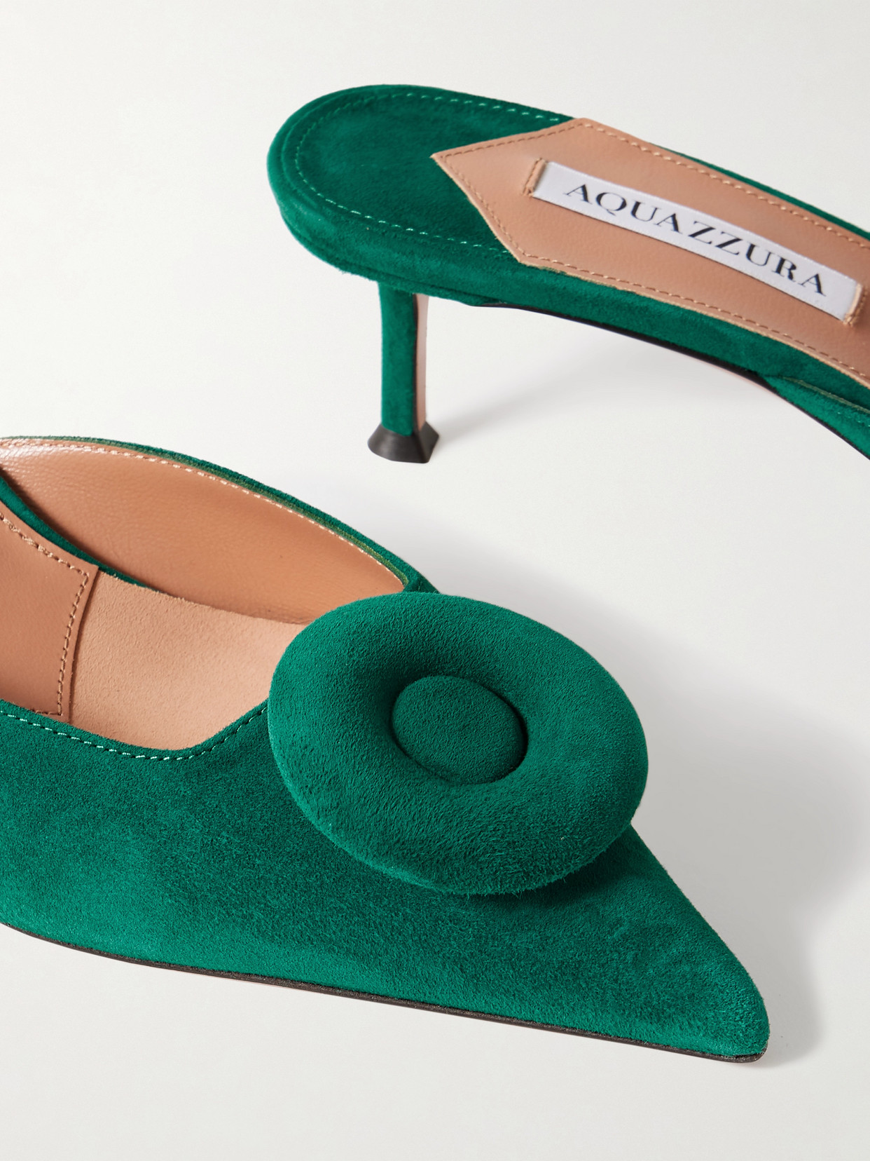Aquazzura The Hoop 50 Suede Mules