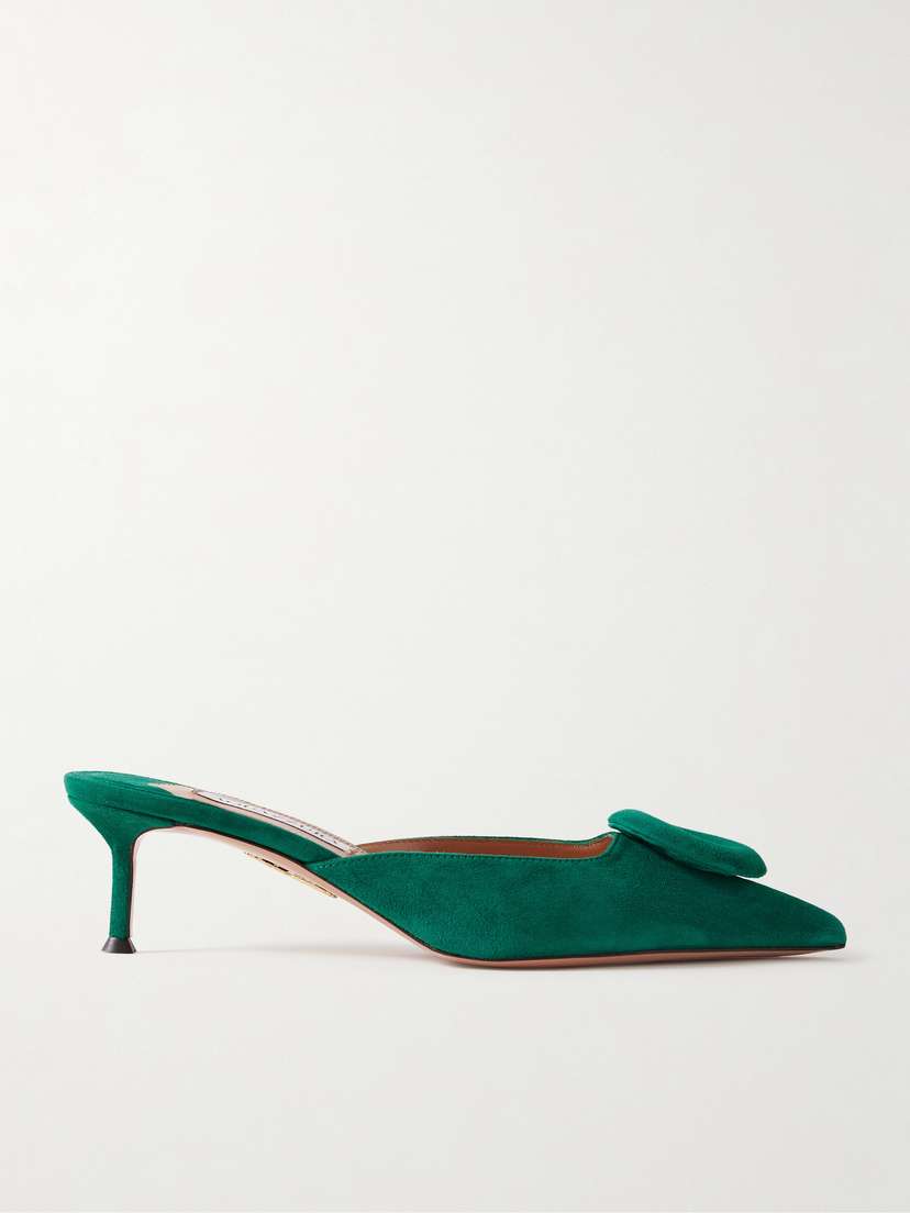 Aquazzura The Hoop 50 Suede Mules