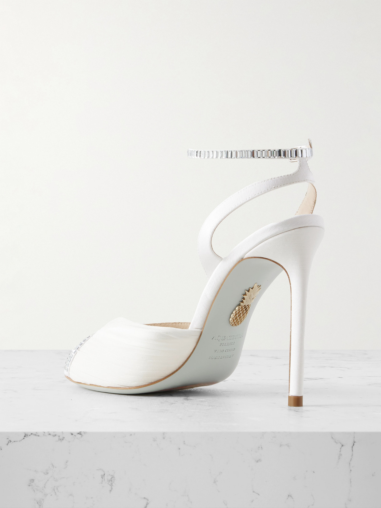Aquazzura Be Mine 105 Embellished Grosgrain-trimmed Chiffon Sandals