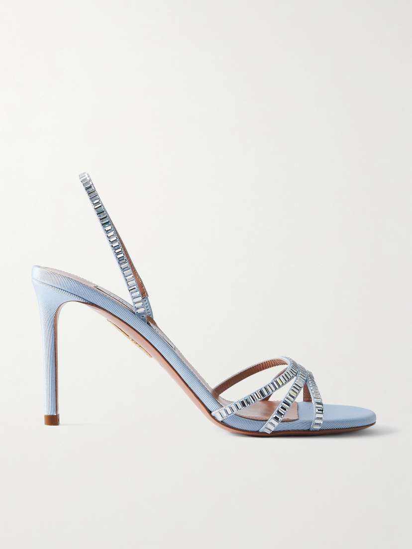 Aquazzura Memoire Crystal-embellished Grosgrain Sandals