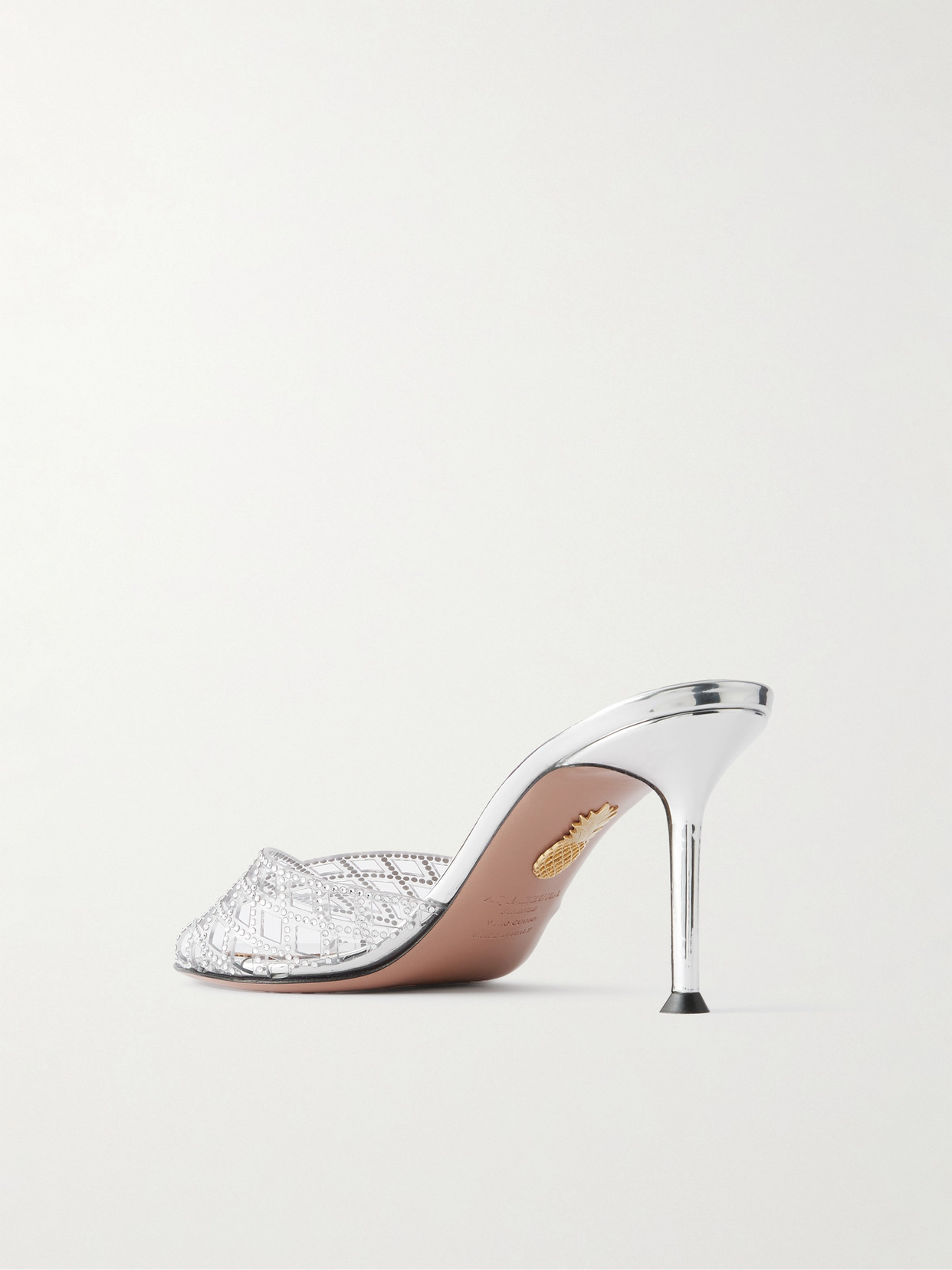 Aquazzura Lumiere Crystal-embellished Cutout Pvc Mules