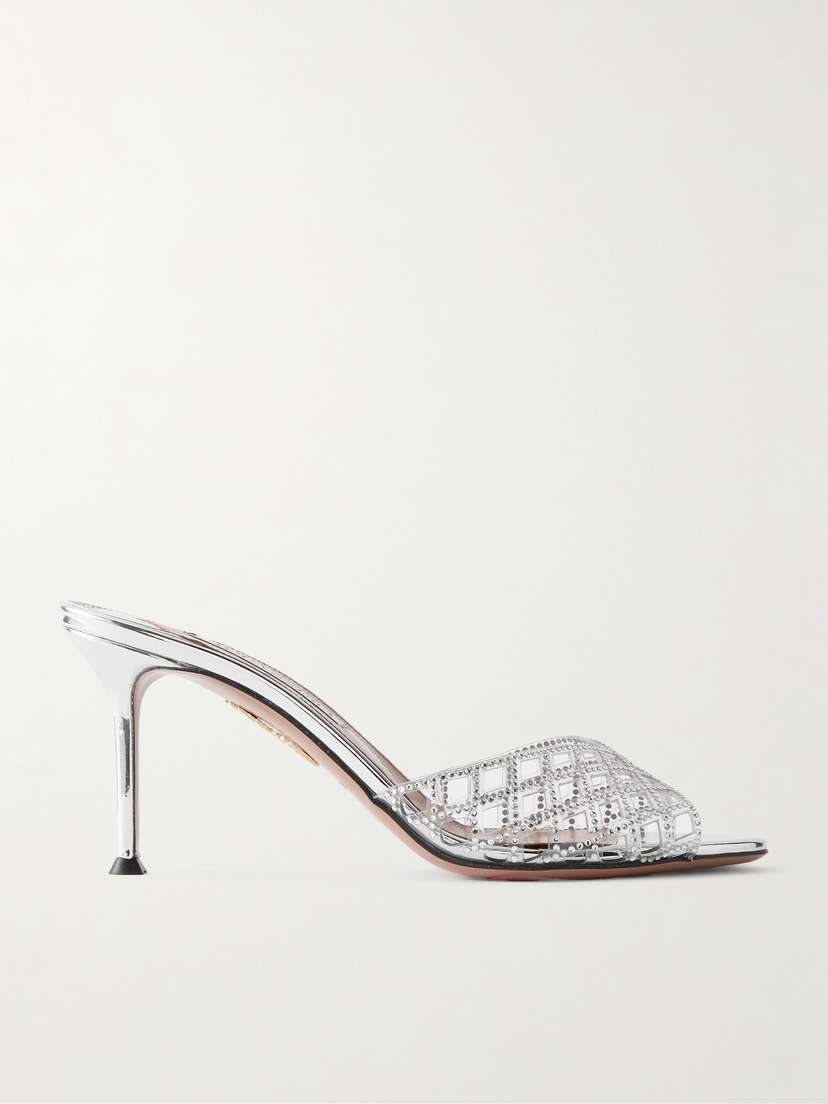 Aquazzura Lumiere Crystal-embellished Cutout Pvc Mules
