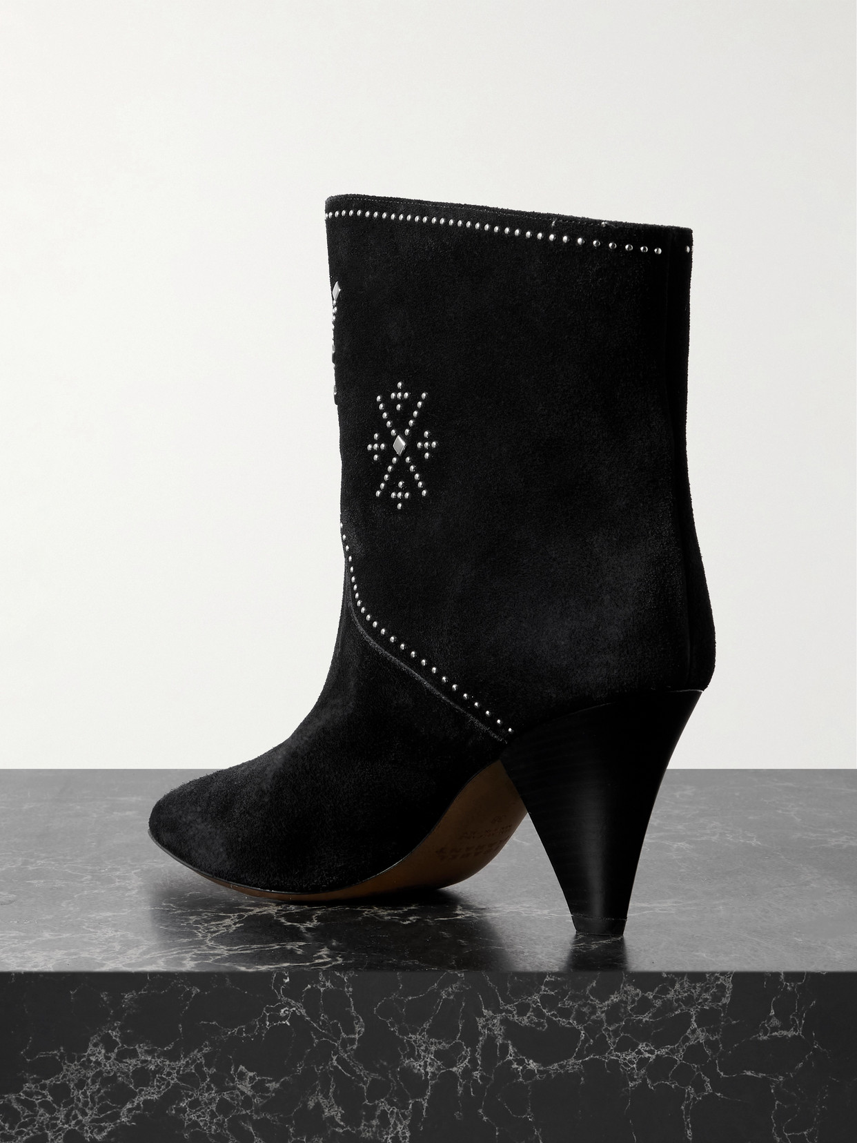 Shop Isabel Marant Loline Studded Suede Ankle Boots In Black