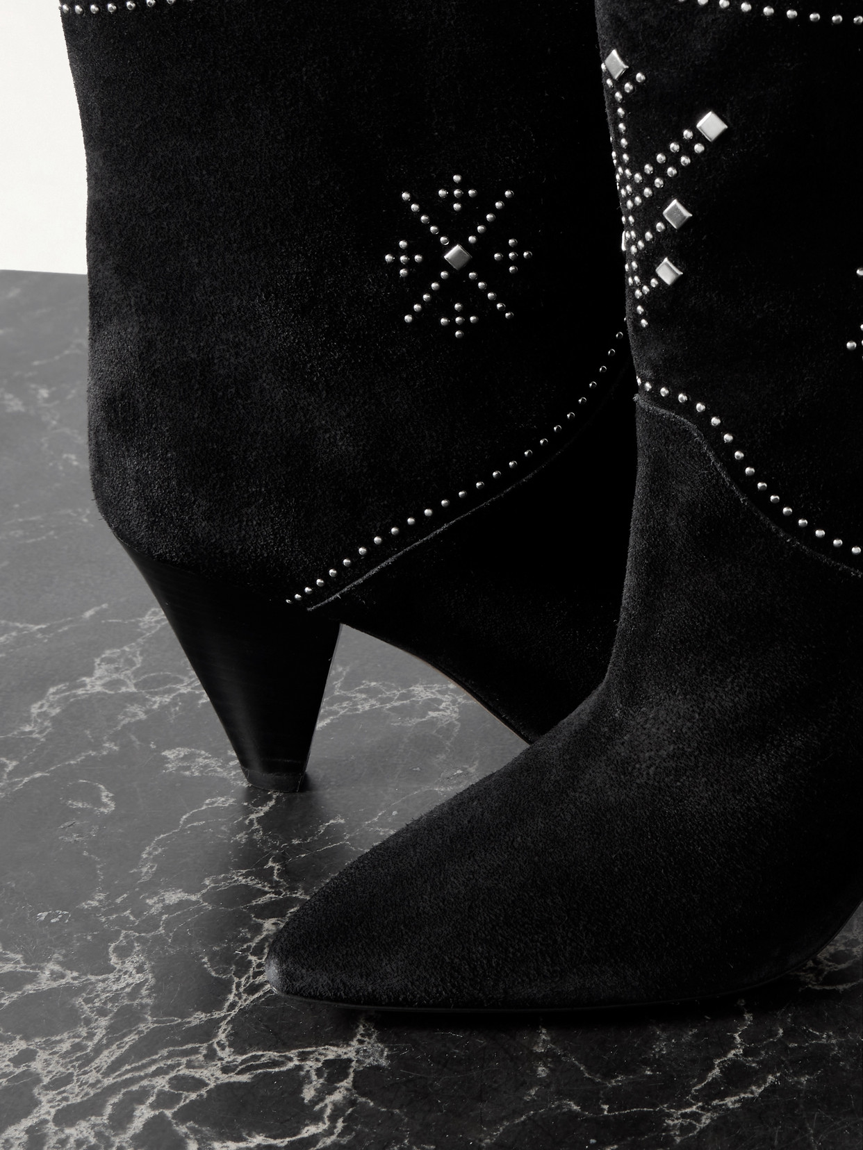 Shop Isabel Marant Loline Studded Suede Ankle Boots In Black