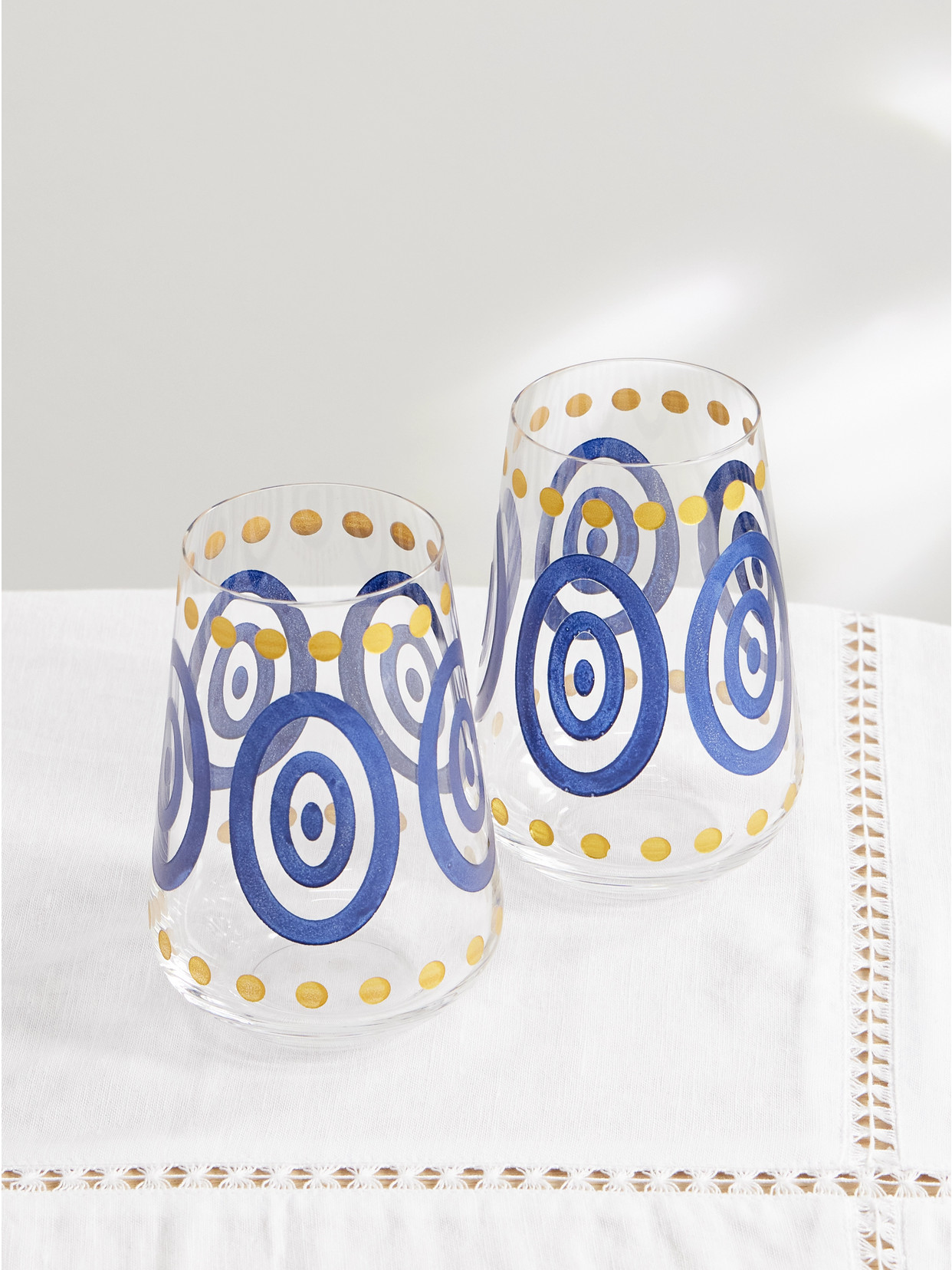 Themis Z Kyklos Set Of Two Painted Water Glasses