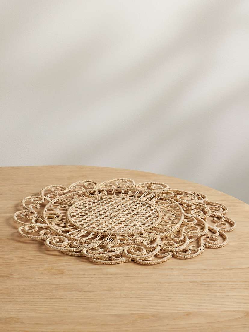 Themis Z Peacock Set Of Two Woven Iraca Palm Placemats