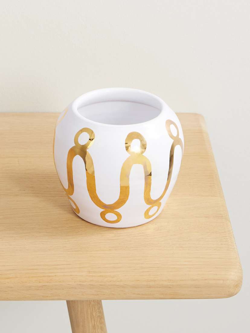 Themis Z Serenity Gold-plated Ceramic Vase