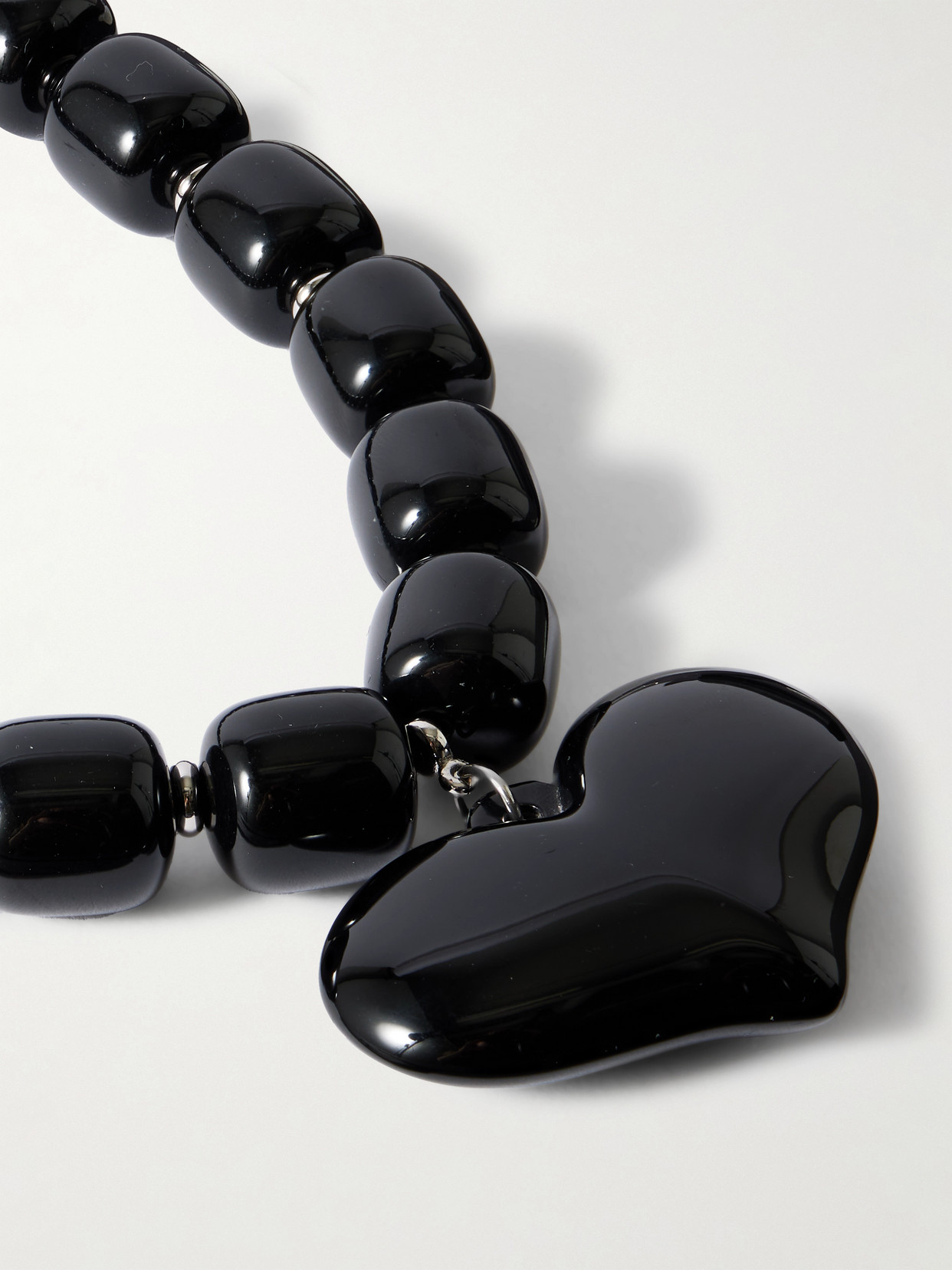 Shop Julietta Amore Silver-tone Resin Necklace In Black