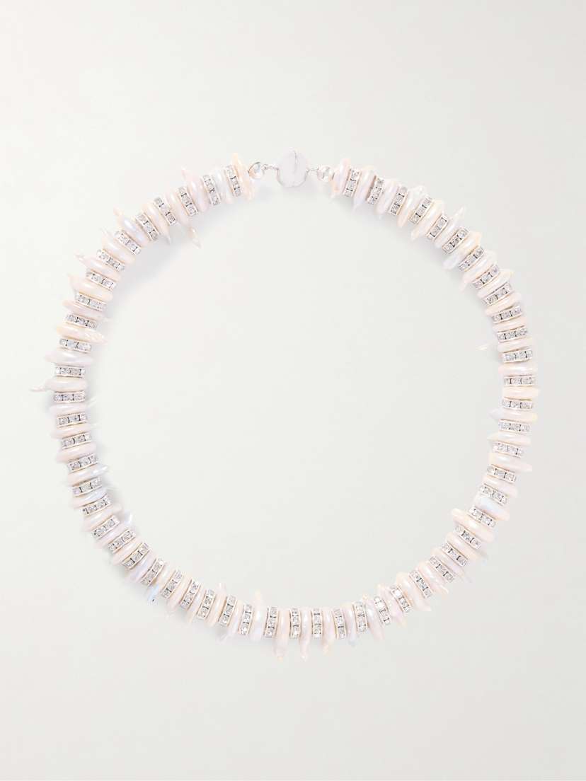 Julietta Cleo Silver-tone, Pearl And Crystal Choker