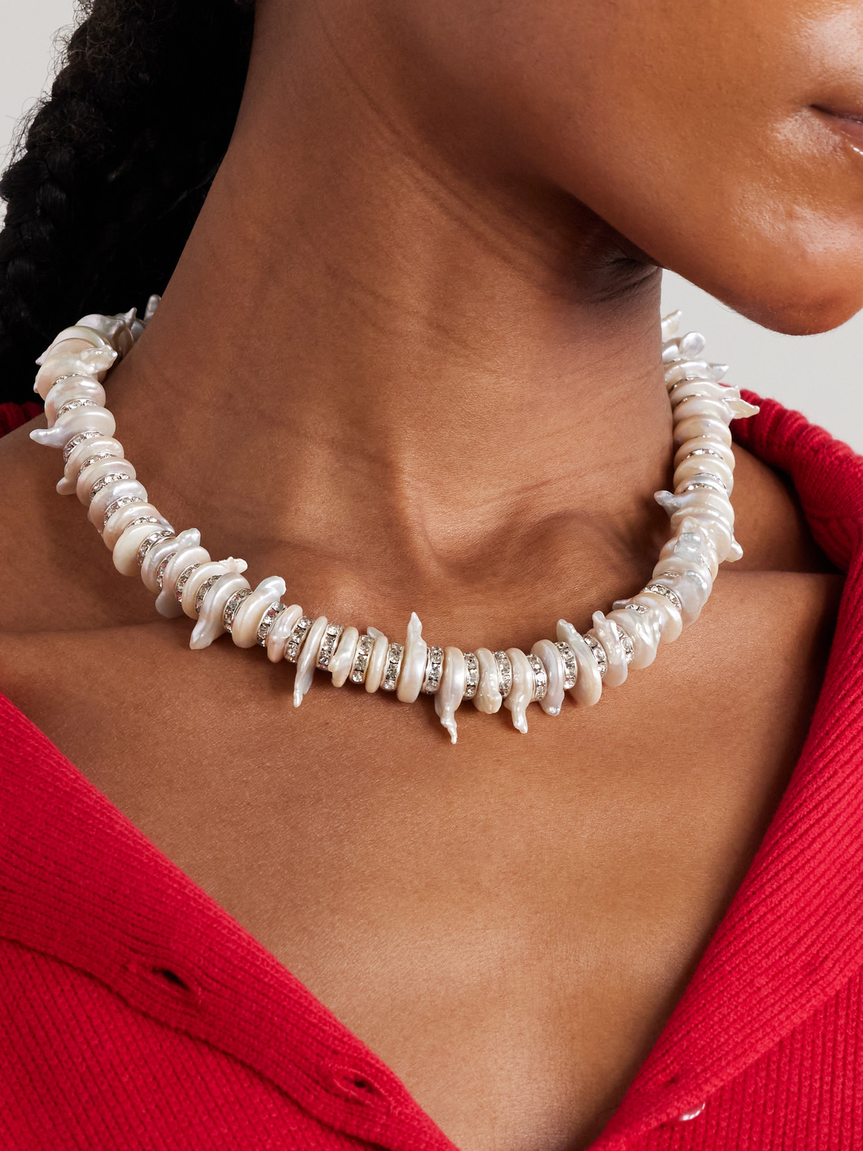 Julietta Cleo Silver-tone, Pearl And Crystal Choker