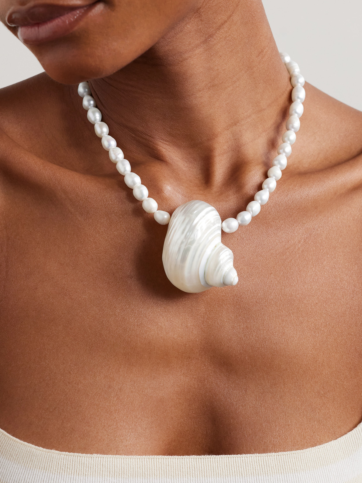 Julietta Mykonos Silver-tone, Freshwater Pearl And Shell Necklace