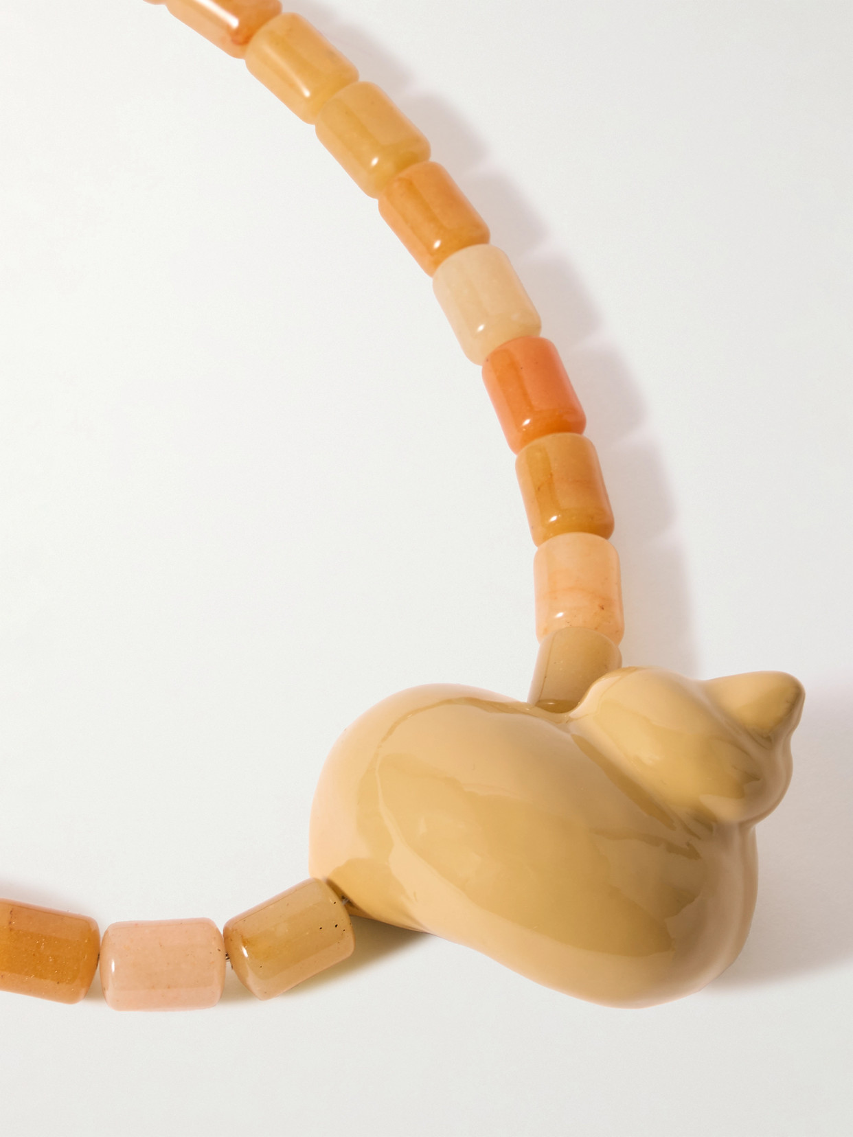 Julietta Mykonos Rhodium-plated, Enamel And Jade Necklace In Yellow