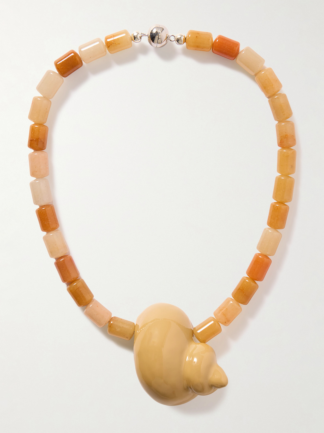 Julietta Mykonos Rhodium-plated, Enamel And Jade Necklace In Yellow