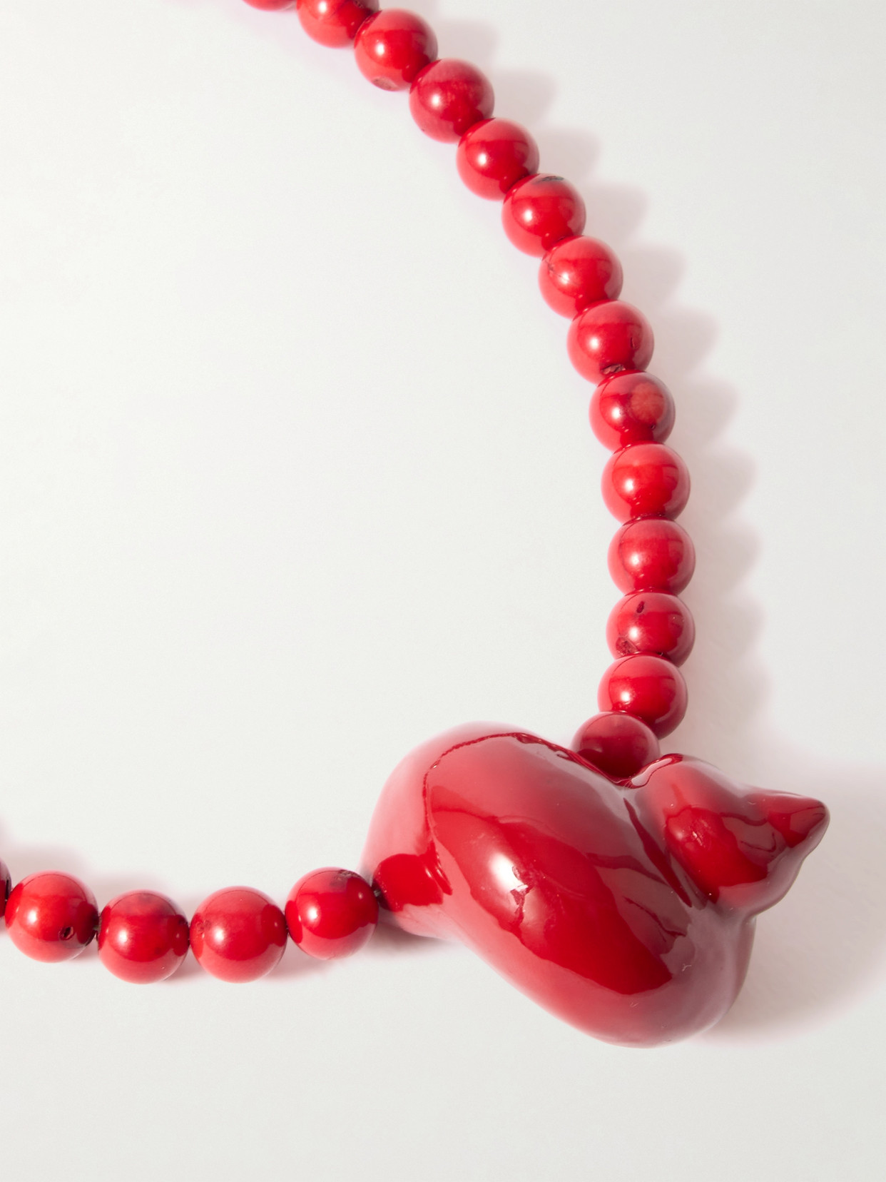 Julietta Mykonos Rhodium-plated Beaded Necklace In Red