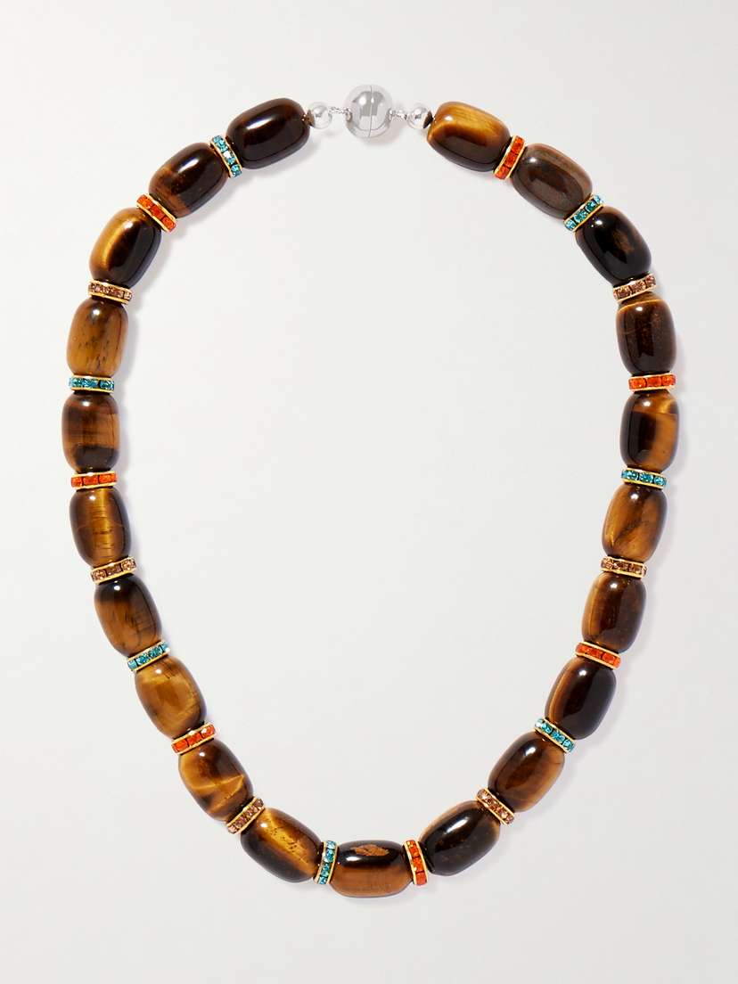 Julietta Donna Gold-tone Tiger's Eye And Crystal Necklace