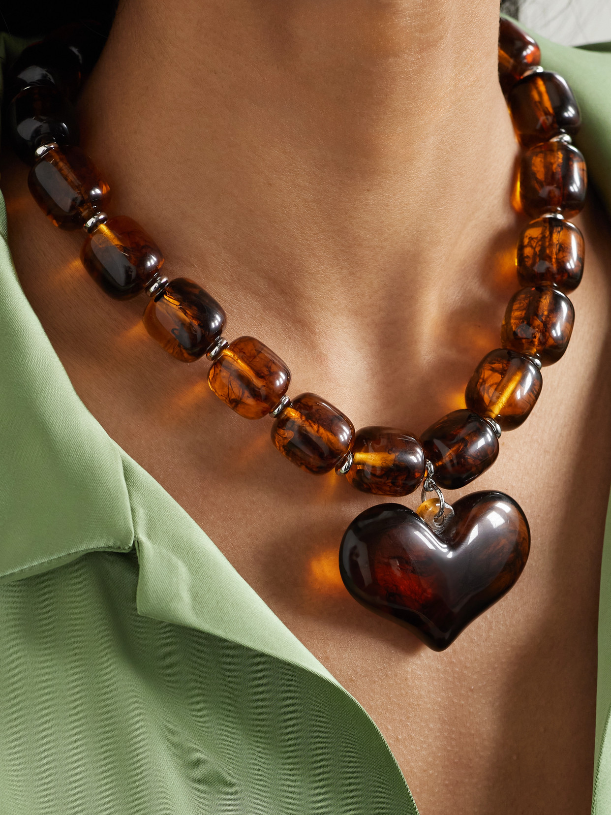 JULIETTA AMORE SILVER-TONE RESIN NECKLACE