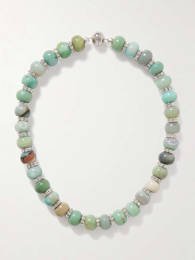Julietta Thea Rhodium-plated Crystal And Agate Necklace