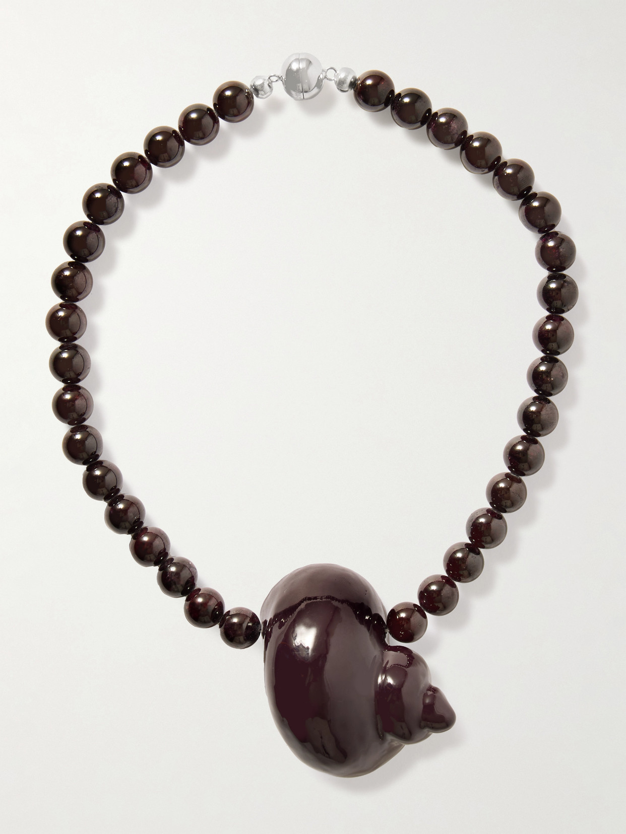Julietta Mykonos Rhodium-plated Garnet Necklace In Purple