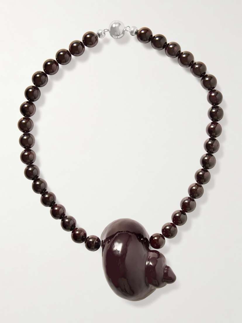 Julietta Mykonos Rhodium-plated Garnet Necklace