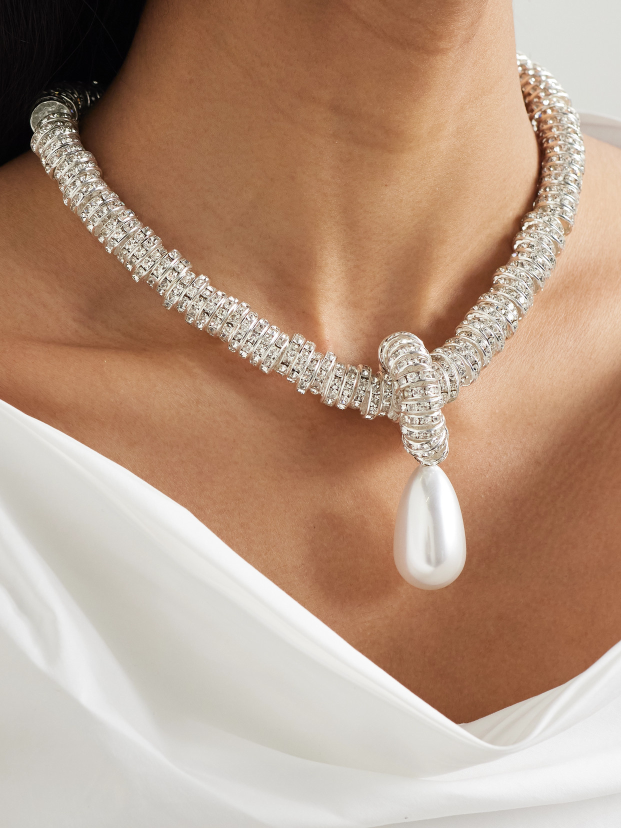 Shop Julietta Silver-tone Faux Pearl And Swarovski Crystal Necklace