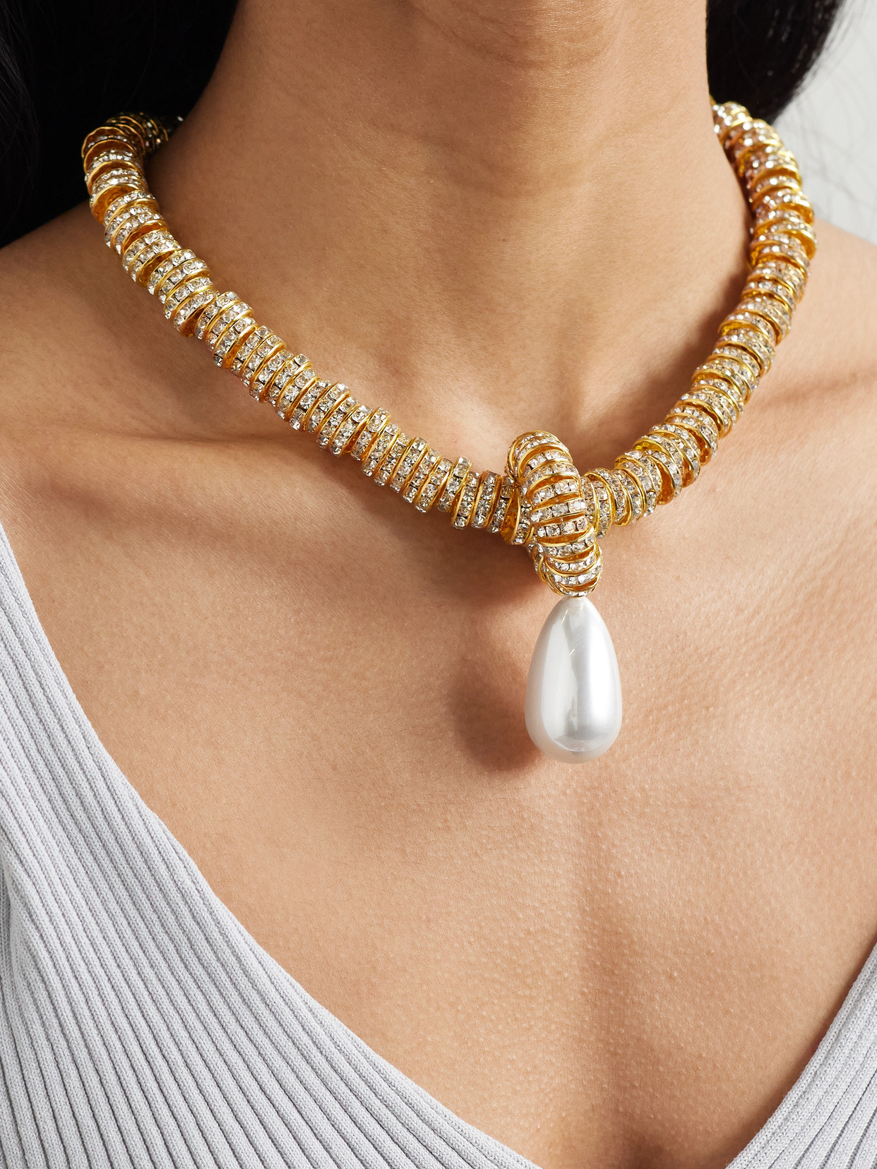 Shop Julietta Gold-tone Faux Pearl And Swarovski Crystal Necklace