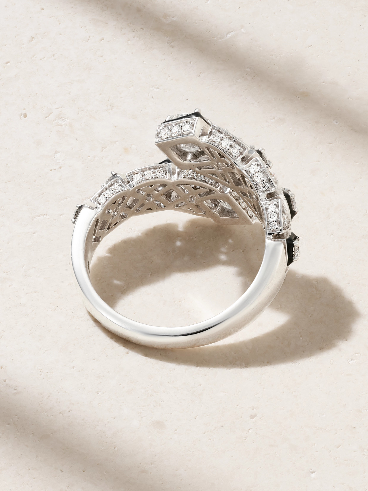 Kamyen Infinity 18-karat White Gold, Diamond And Enamel Ring