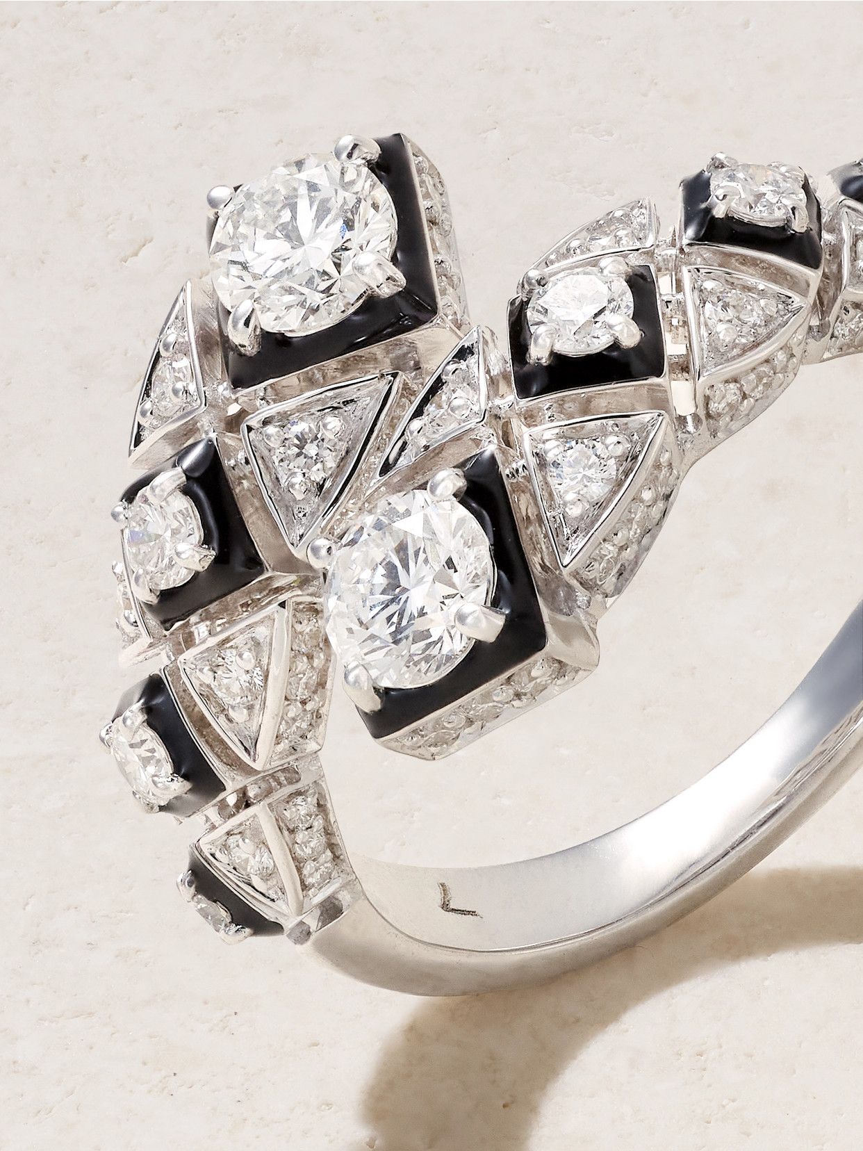 Kamyen Infinity 18-karat White Gold, Diamond And Enamel Ring