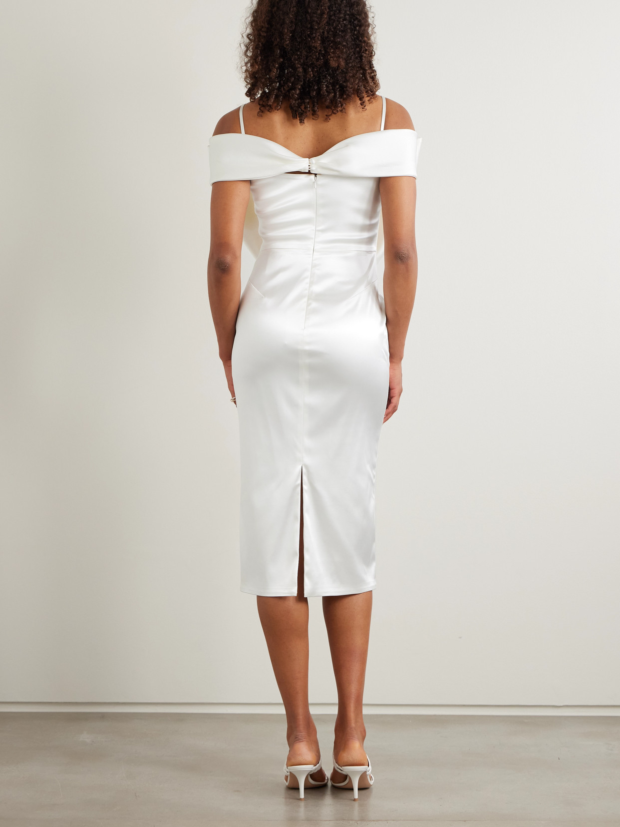 Halfpenny London Avery Bow-detailed Stretch-duchesse Satin Midi Dress