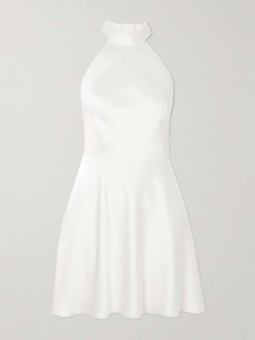 Halfpenny London Bloom Open-back Satin-crepe Mini Dress