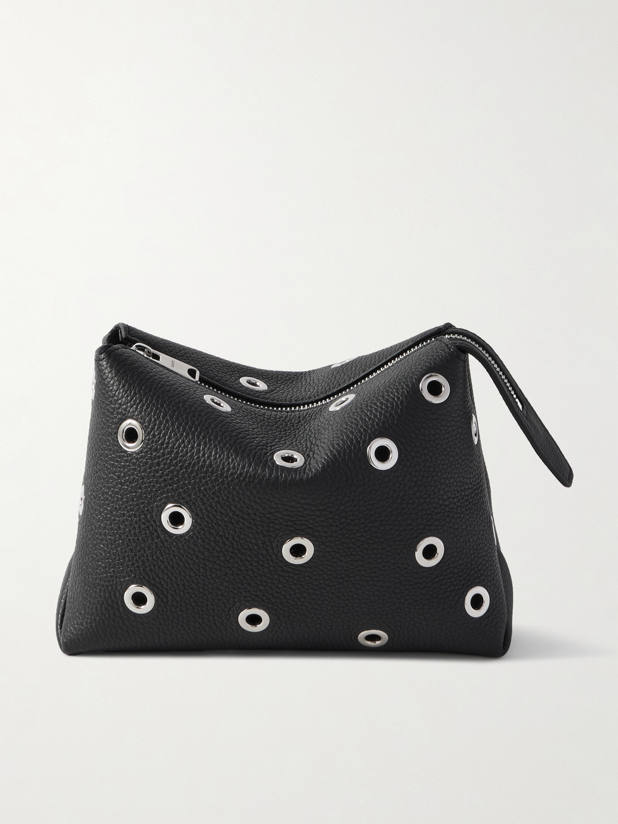 Khaite Lina Eyelet-embellished Textured-leather Pouch In Black