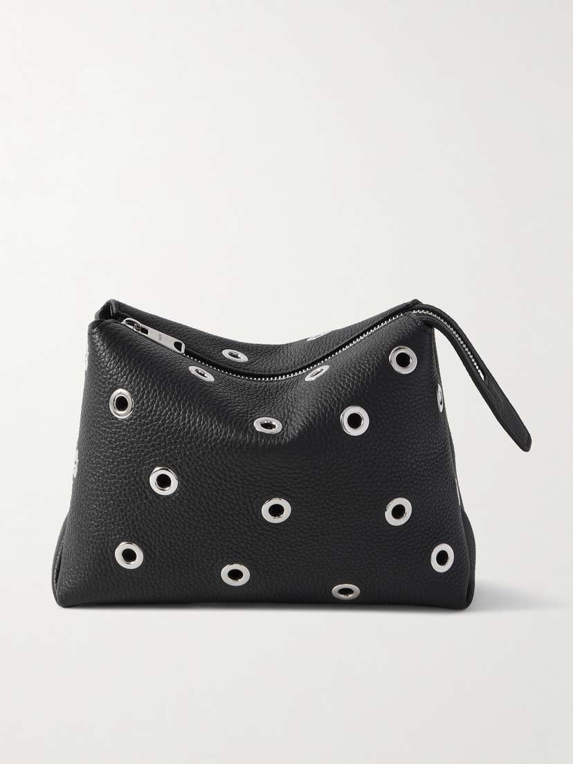 Khaite Lina Eyelet-embellished Textured-leather Pouch