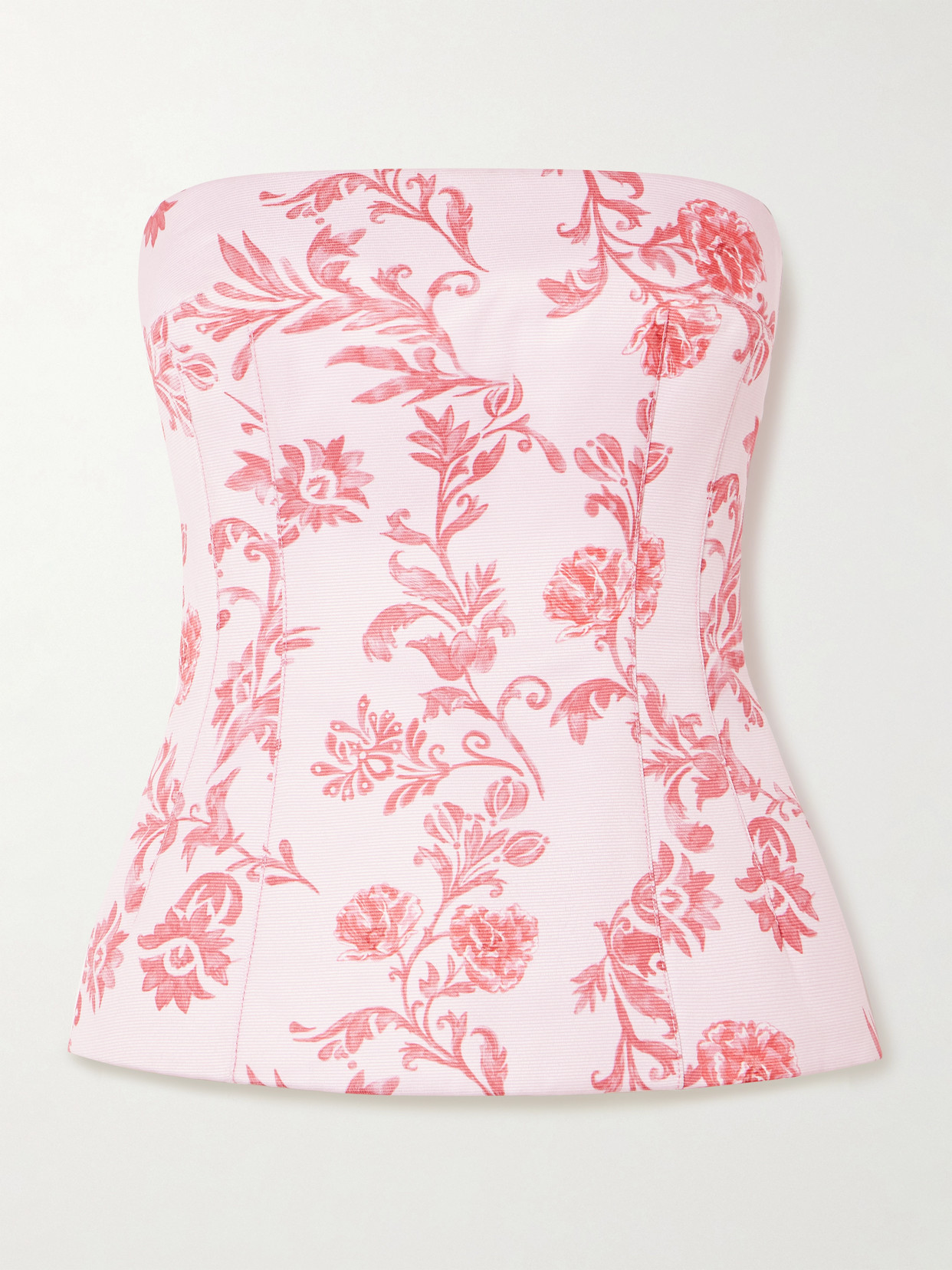 Emilia Wickstead Kerina Strapless Floral-print Faille Bustier Top In Pink