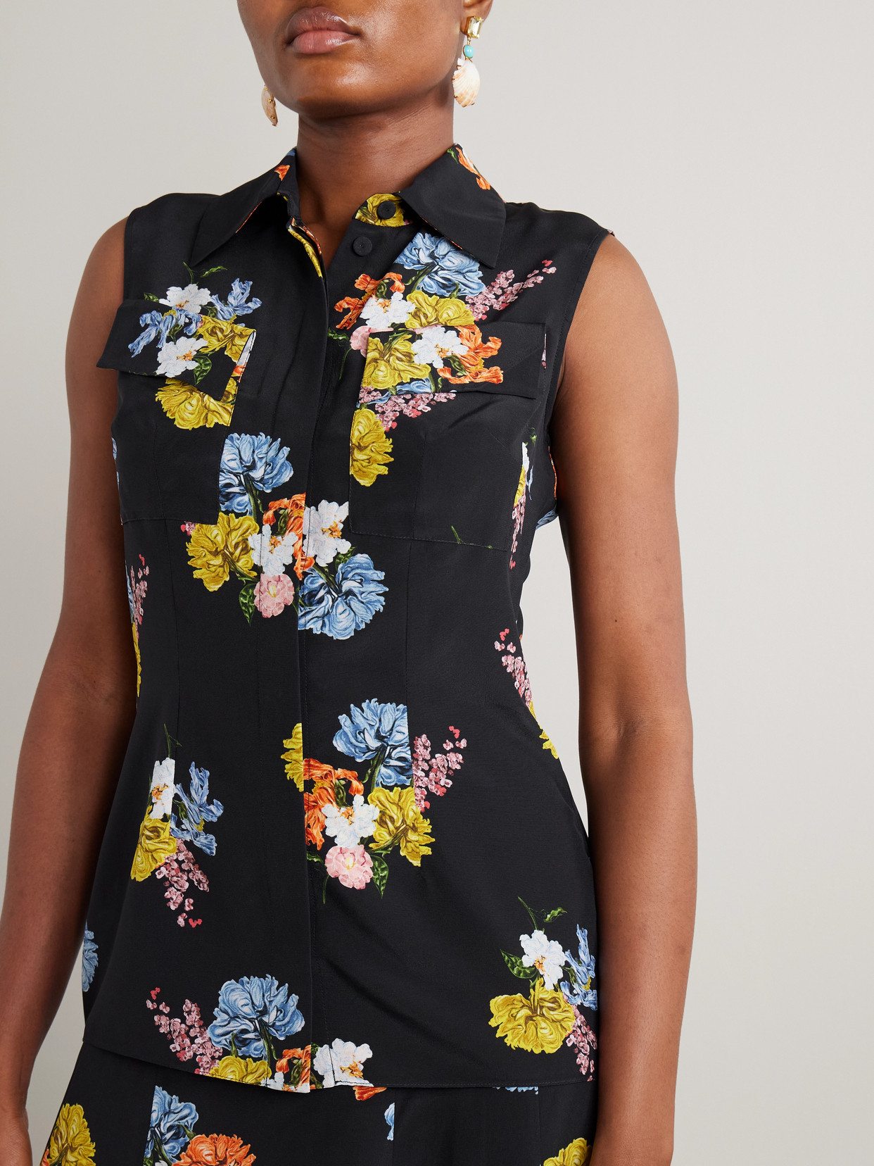 Emilia Wickstead Navanne Floral-print Silk Crepe De Chine Blouse